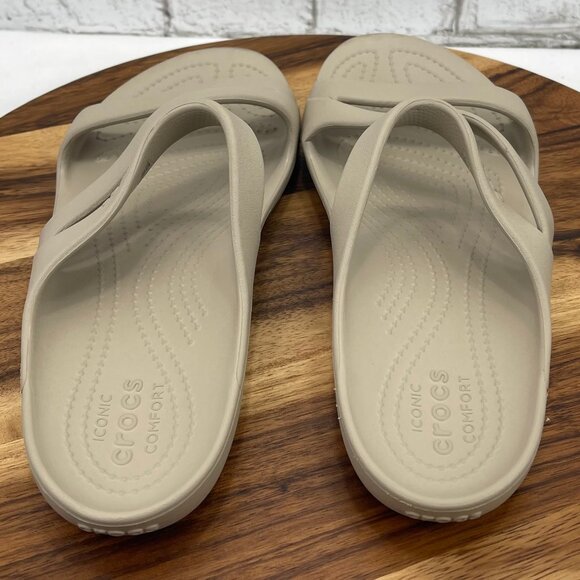 Crocs Kadee II 506756 Womens 10 Strappy Flats Slip On Beige Matte Sandals - Picture 4 of 11